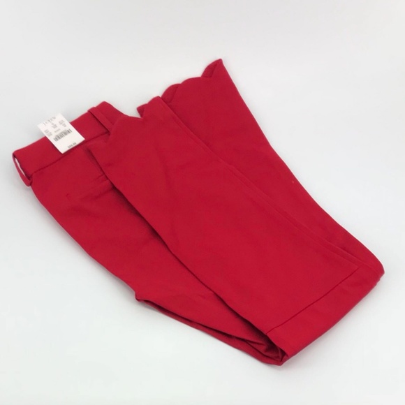 J.Crew Winnie Black Pant Scalloped Hem Red - Picture 4 of 4
